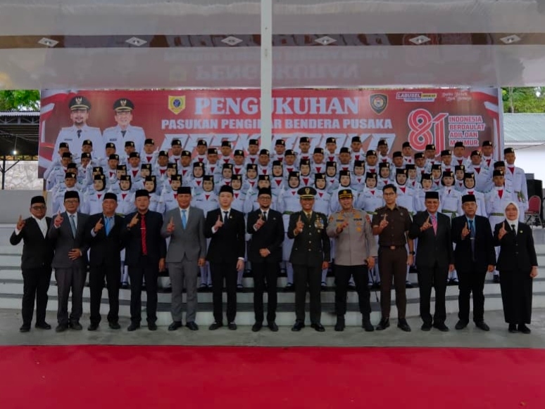 70 Paskibraka Labusel Resmi Dikukuhkan, Kapolres Pesan Pengabdian Menjaga Merah Putih
