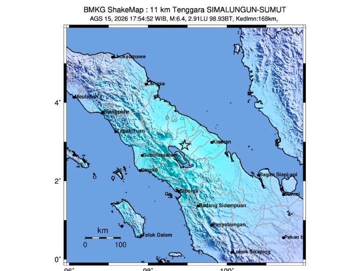 Gempa M6,4 Guncang Simalungun Sumatra Utara, BMKG: Tidak Berpotensi Tsunami