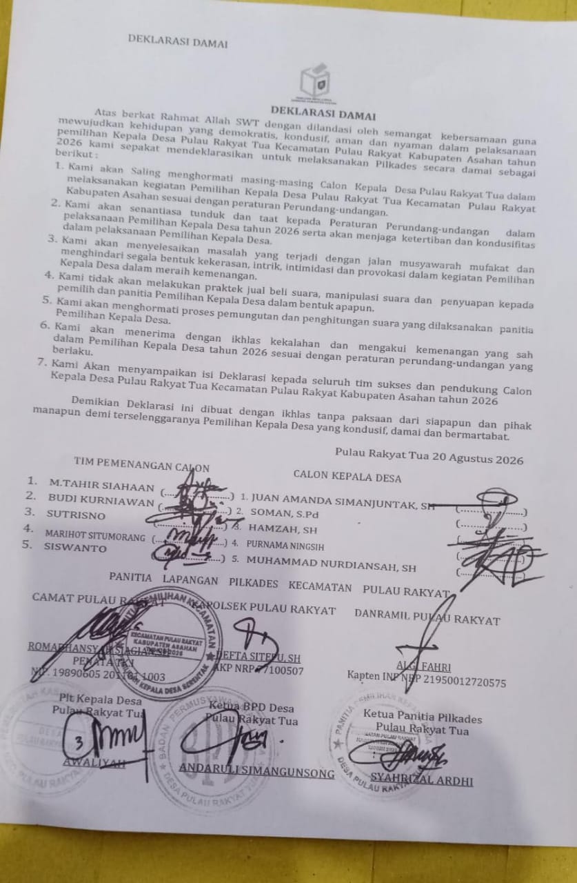 Geger Pilkades Asahan! Tak Hadir Deklarasi Damai, Tanda Tangan 3 Calon Kades ASN Malah 'Ajaib' Tertera
