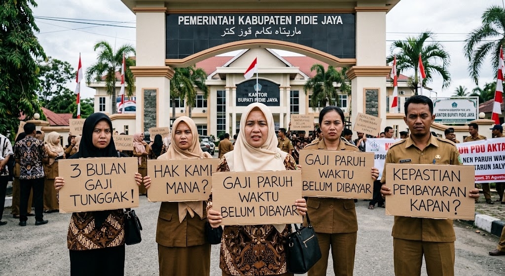 Gaji 3 Bulan Nunggak! Ribuan Pegawai Paruh Waktu Pidie Jaya Menjerit Kena "PHP" Pemkab