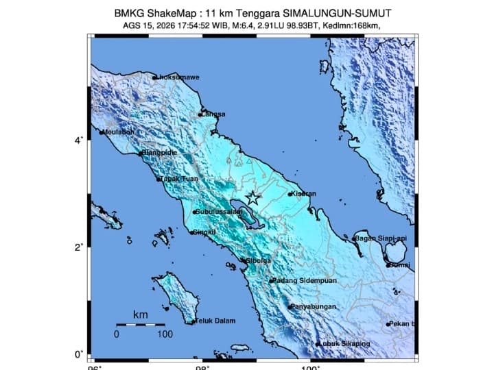 Gempa M6,4 Guncang Simalungun Sumatra Utara, BMKG: Tidak Berpotensi Tsunami