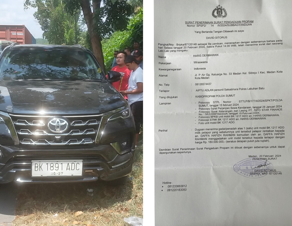 Diduga Oknum Polisi Berpangkat Aiptu Penadah Mobil, Aiptu Adlan : Saya Tertipu, STNK Mobil Bodong Saat di Gadaikan