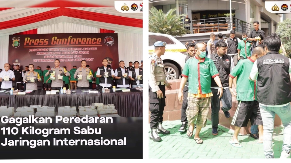 Polres Metro Jakarta Barat Gagalkan Peredaran 110 Kilogram Sabu Jaringan Internasional