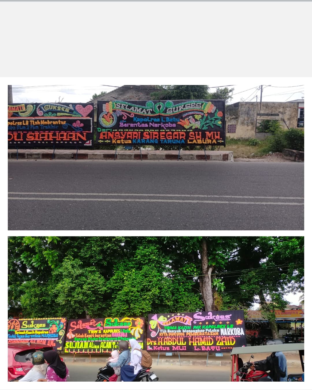 30 Papan Bunga Ucapan Selamat Untuk Kapolres Labuhanbatu Dipertanyakan, Diduga Usaha Milik Oknum Polwan