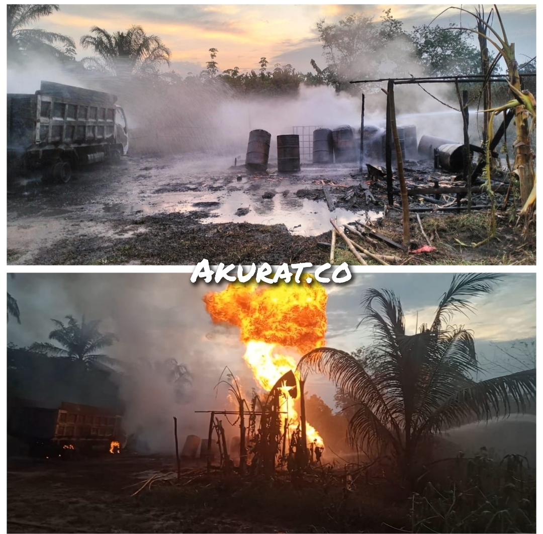 Gudang Solar Diduga Ilegal Terbakar, Kapolres Labuhanbatu Selatan Bungkam