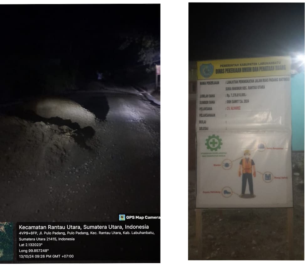 Tumpukan Material Pembangunan Ruas Jalan Padang Matinggi - Suka Makmur Rp 7 Milyar Lebih, Proyek CV Alvarez Makan Korban