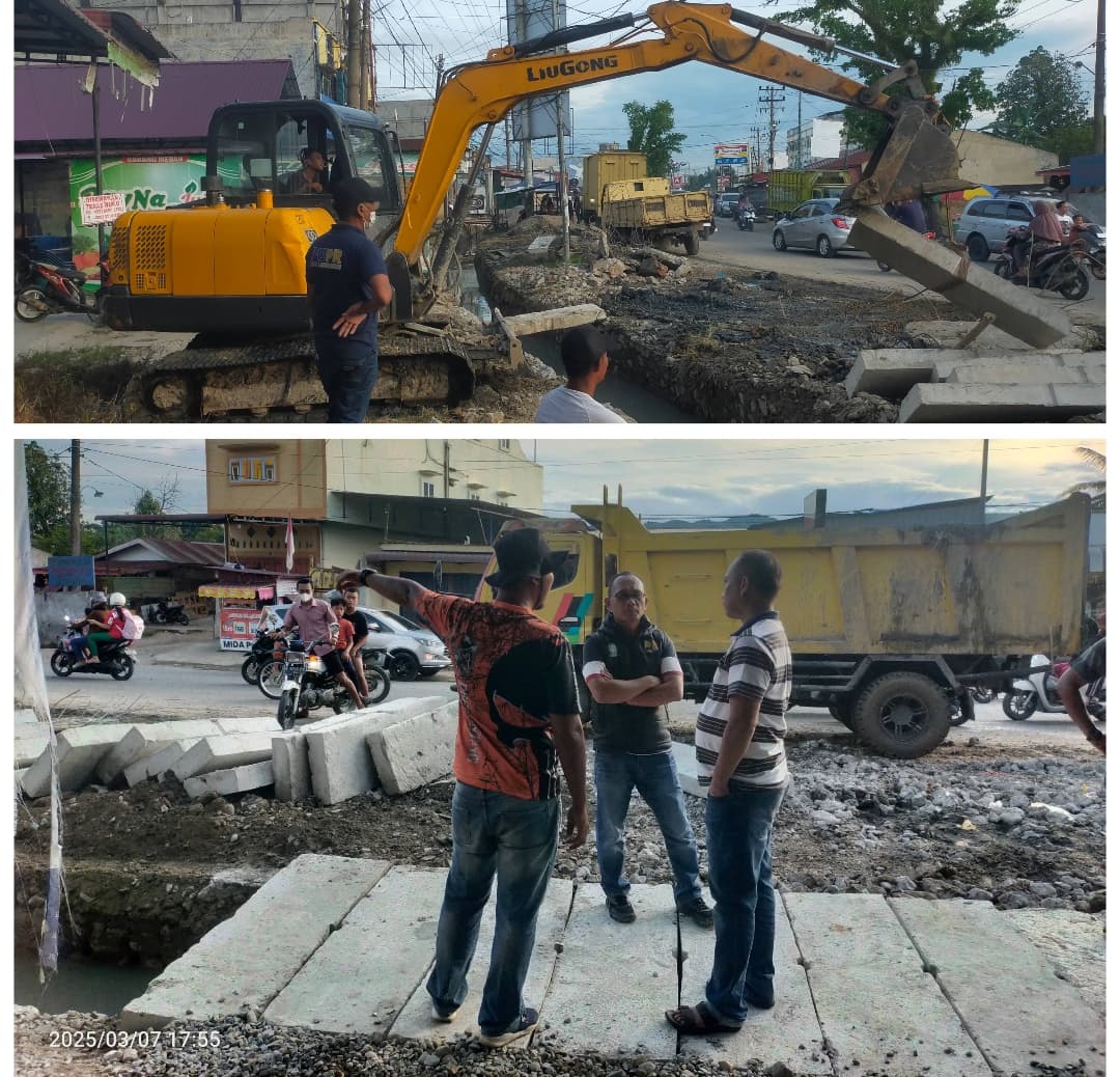 Kadis PUPR Kabupaten Labuhanbatu Tinjau Pekerjaan Drainase Parit Di Simpang Mangga, Ini Visi Misi Bupati Labuhanbatu