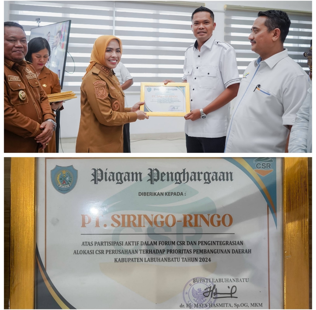 PT Siringoringo Raih Penghargaan Langsung Dari Bupati Labuhanbatu Terkait Partisipasi Aktif Forum CSR