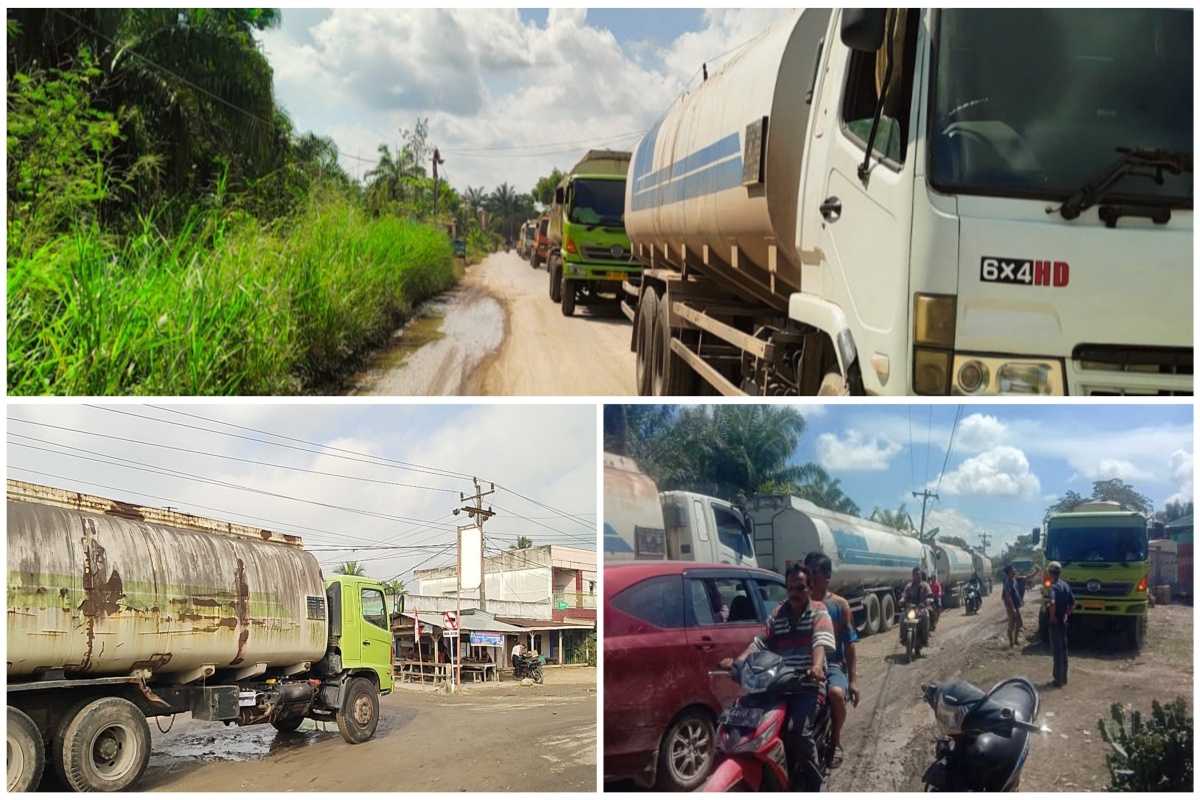 Sejumlah Truk CPO PT HSJ Tabrak Perda Nomor 7 Tahun 2024, Belasan Warga Sei Tampang Paksa Sopir Putar Balik