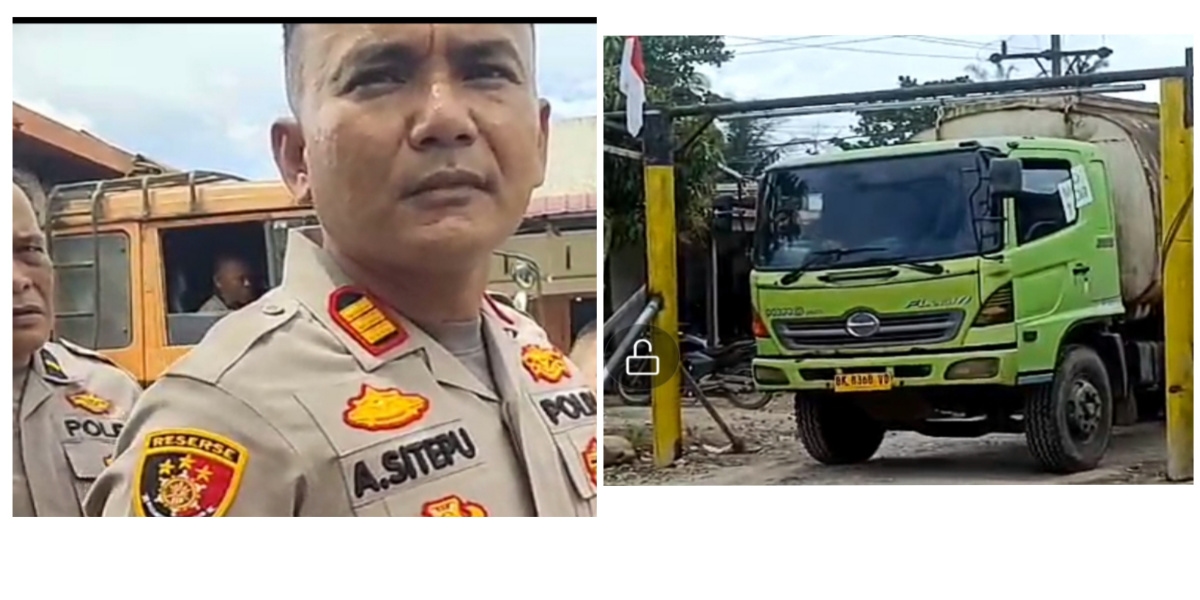 Melawan! Dihadapan Polisi, Sopir Truk CPO PT HSJ Kelebihan Muatan Tabrak Portal Pembatas Tonase